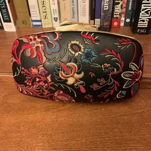 Embroidered Black Leather Anna Sui X INC International Concepts Clutch